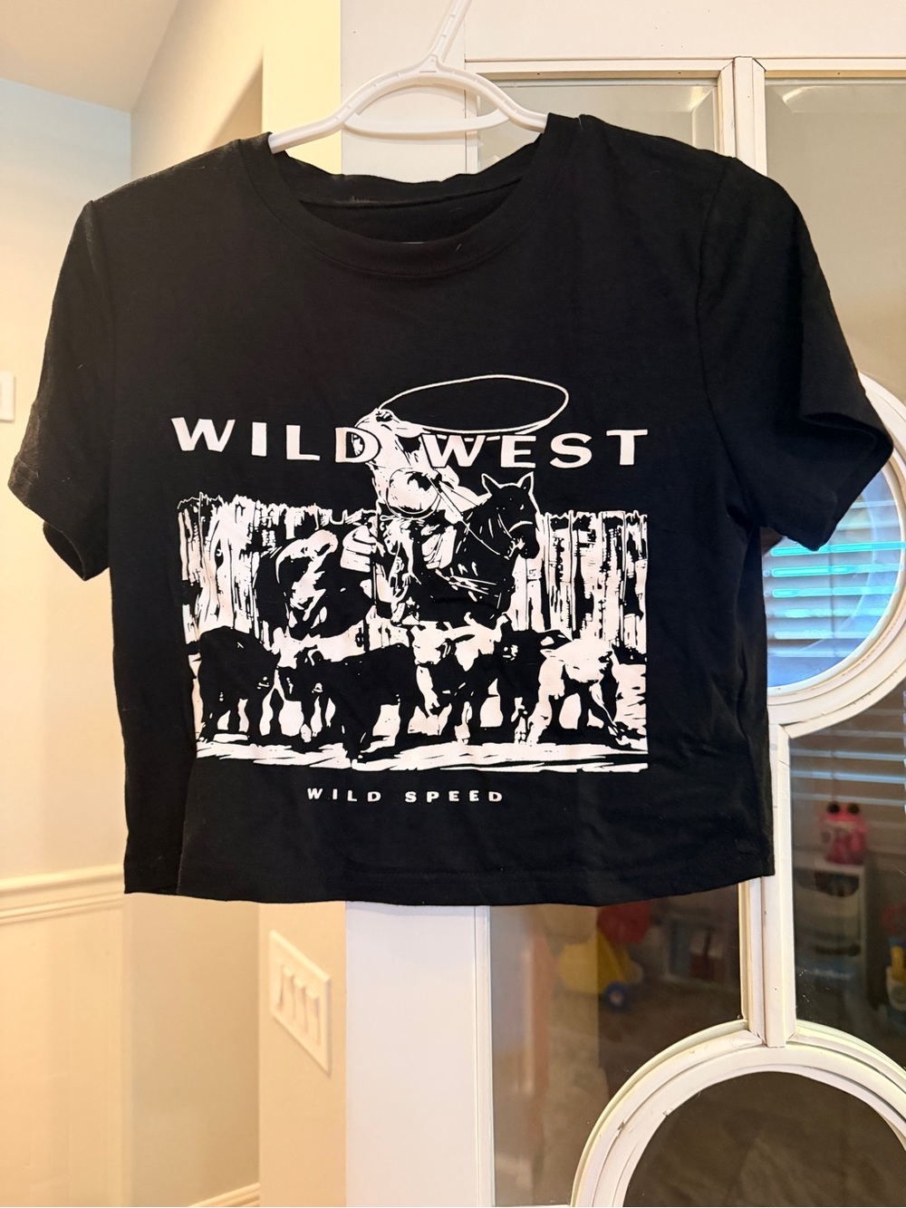 Wild West Graphic Crop Tee - Black & White